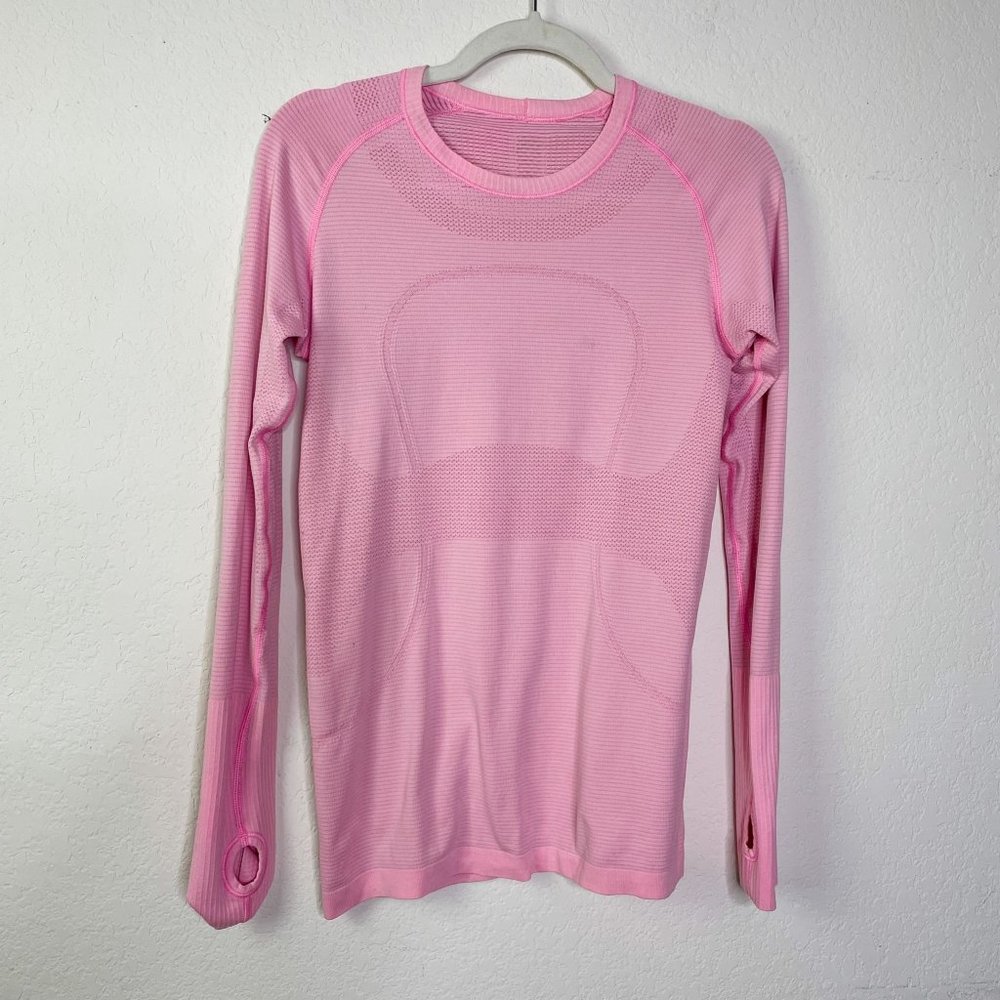 Lululemon Swiftly Tech Long Sleeve Crew Running Top Slim Fit Pink 8